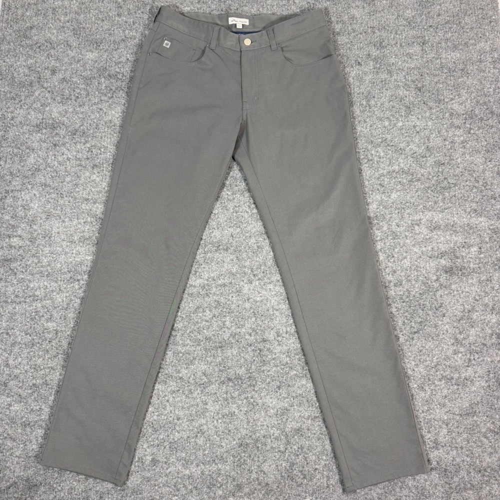 Peter Millar EB66 Performance Pants Mens 32x32 Grey Polyester Golf Trousers EUC